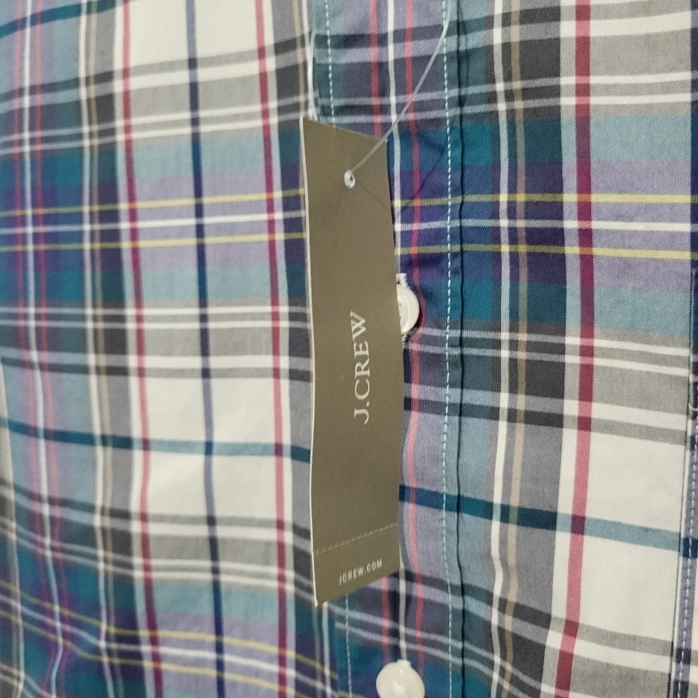J. Crew Secret Wash Cotton Poplin Short Sleeve Shirt 100% Cotton